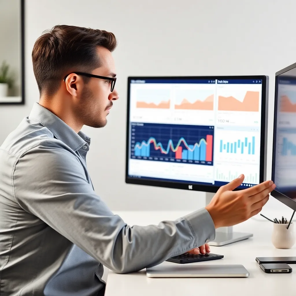 Маркетолог настраивает рекламу во ВКонтакте на ноутбуке